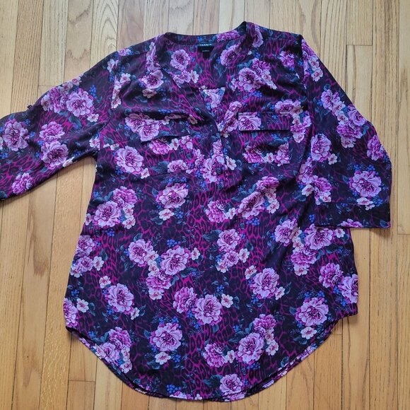 Torrid Womens Floral & Animal Print Blouse Size 0 Large - Picture 4 of 6